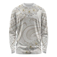 Tokelau Gardenia Thunbergia Long Sleeve Shirt Polynesian Art Vibe LT9 Unisex White - Polynesian Pride