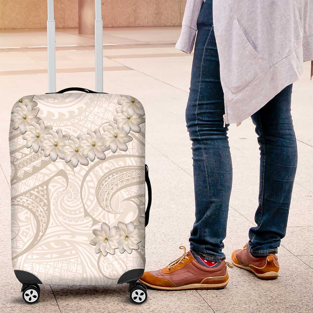 Tokelau Gardenia Thunbergia Luggage Cover Polynesian Art Vibe LT9 White - Polynesian Pride