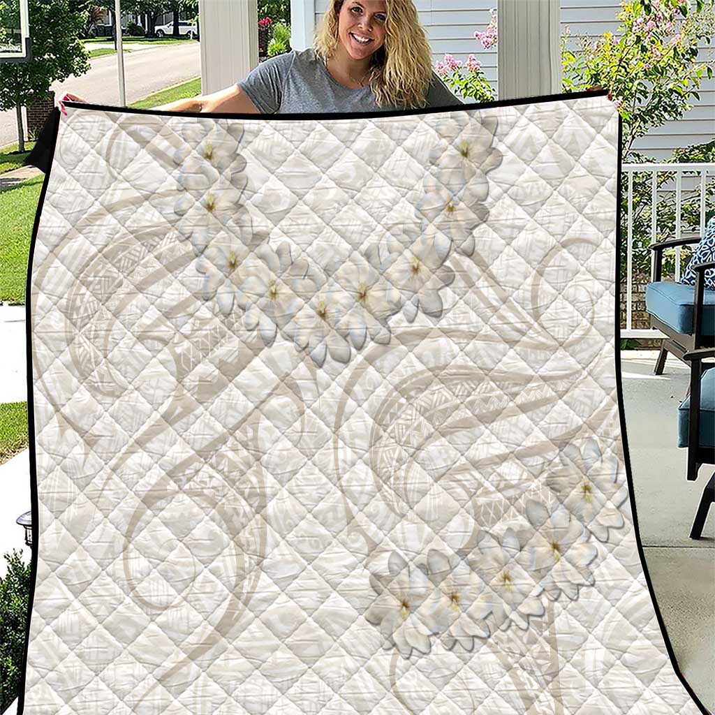 Tokelau Gardenia Thunbergia Quilt Polynesian Art Vibe LT9 White - Polynesian Pride