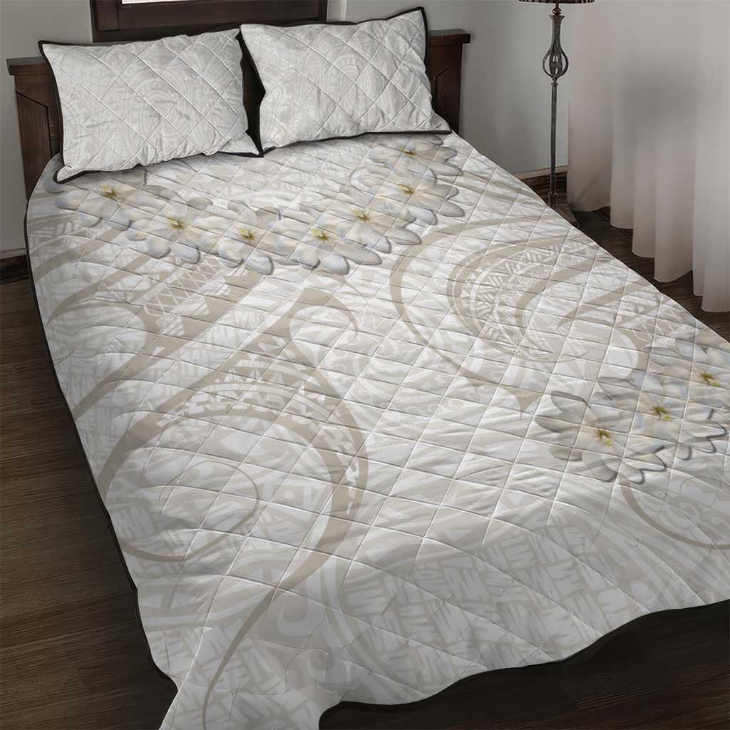 Tokelau Gardenia Thunbergia Quilt Bed Set Polynesian Art Vibe LT9 White - Polynesian Pride