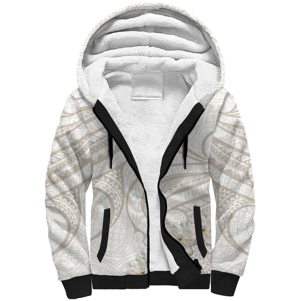 Tokelau Gardenia Thunbergia Sherpa Hoodie Polynesian Art Vibe LT9 Unisex White - Polynesian Pride