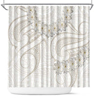 Tokelau Gardenia Thunbergia Shower Curtain Polynesian Art Vibe LT9 White - Polynesian Pride