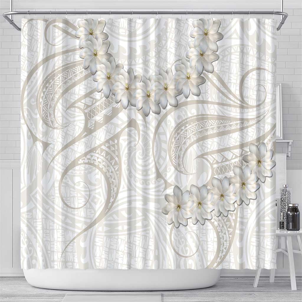 Tokelau Gardenia Thunbergia Shower Curtain Polynesian Art Vibe LT9 - Polynesian Pride