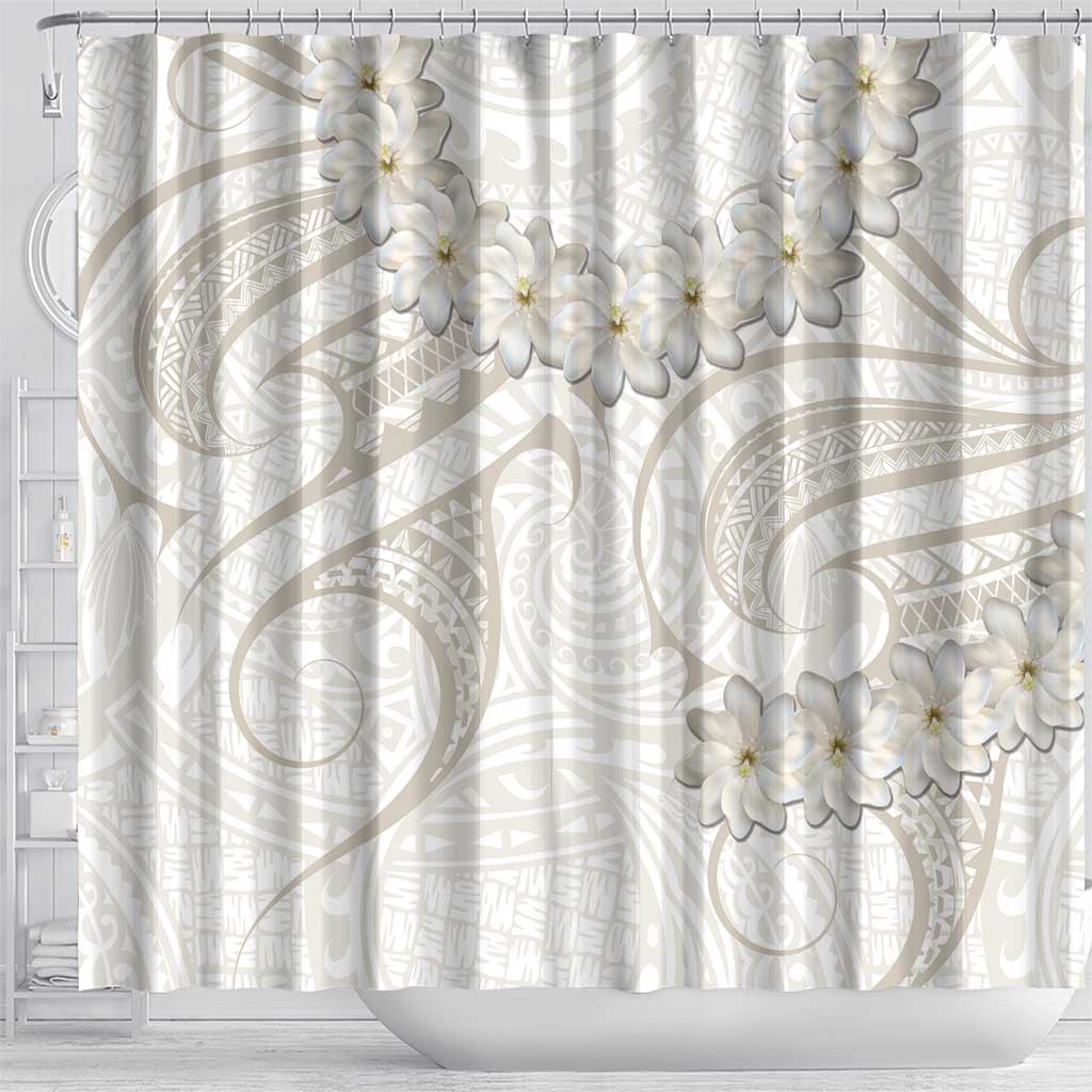 Tokelau Gardenia Thunbergia Shower Curtain Polynesian Art Vibe LT9 - Polynesian Pride