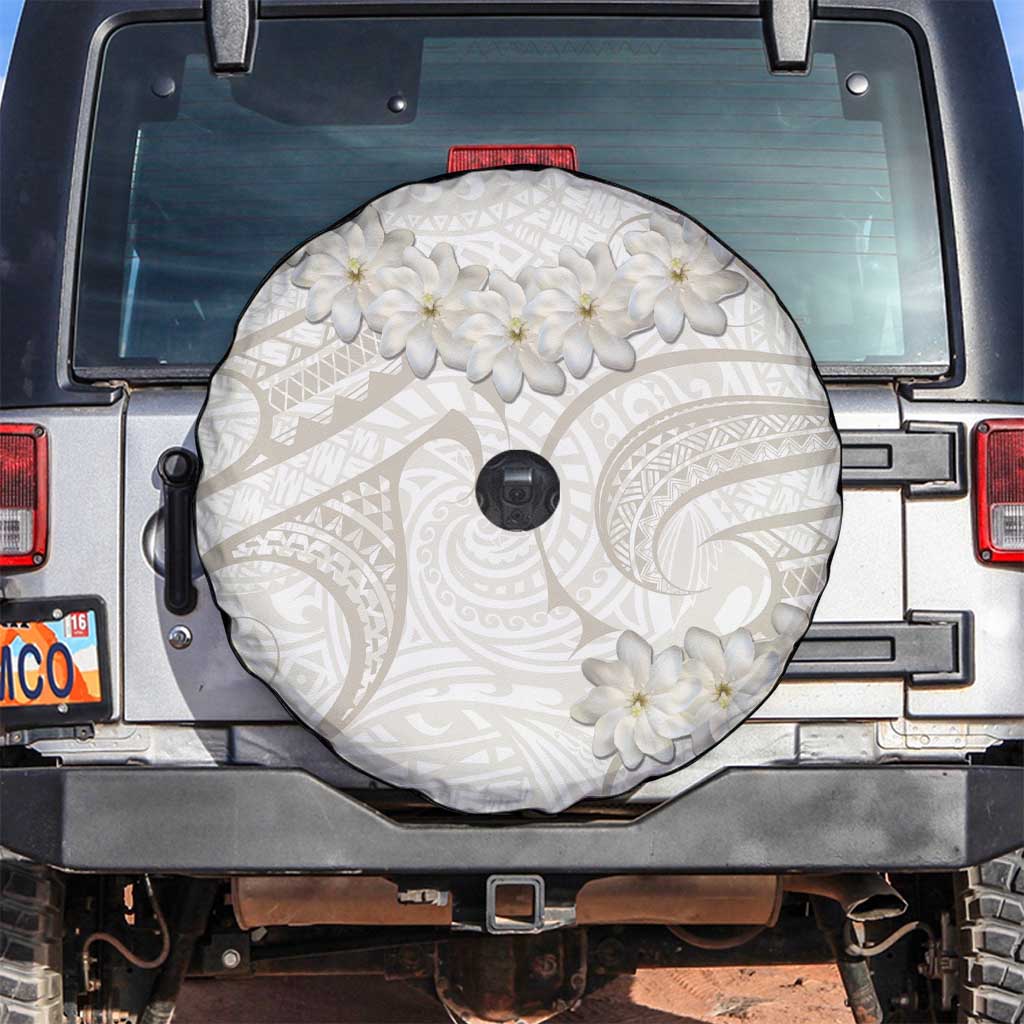 Tokelau Gardenia Thunbergia Spare Tire Cover Polynesian Art Vibe LT9 White - Polynesian Pride