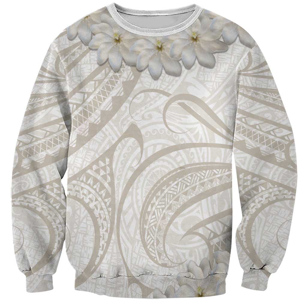 Tokelau Gardenia Thunbergia Sweatshirt Polynesian Art Vibe LT9 Unisex White - Polynesian Pride