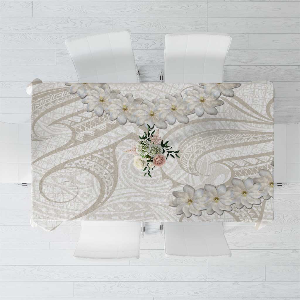 Tokelau Gardenia Thunbergia Tablecloth Polynesian Art Vibe LT9 White - Polynesian Pride