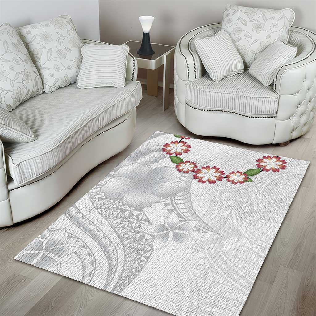 Manuia le Aso Sa o Tamaiti Tonga Area Rug White Sunday Heilala Lei