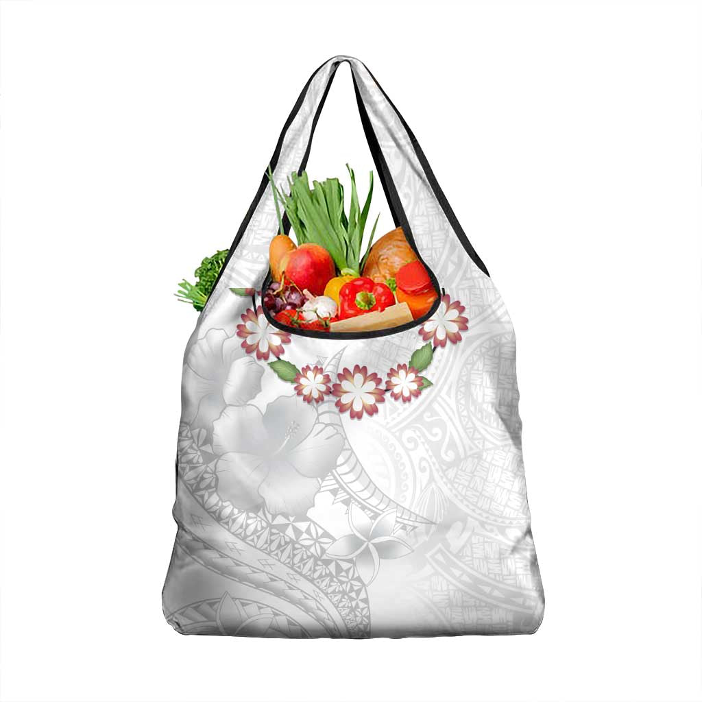 Manuia le Aso Sa o Tamaiti Tonga Grocery Bag White Sunday Heilala Lei