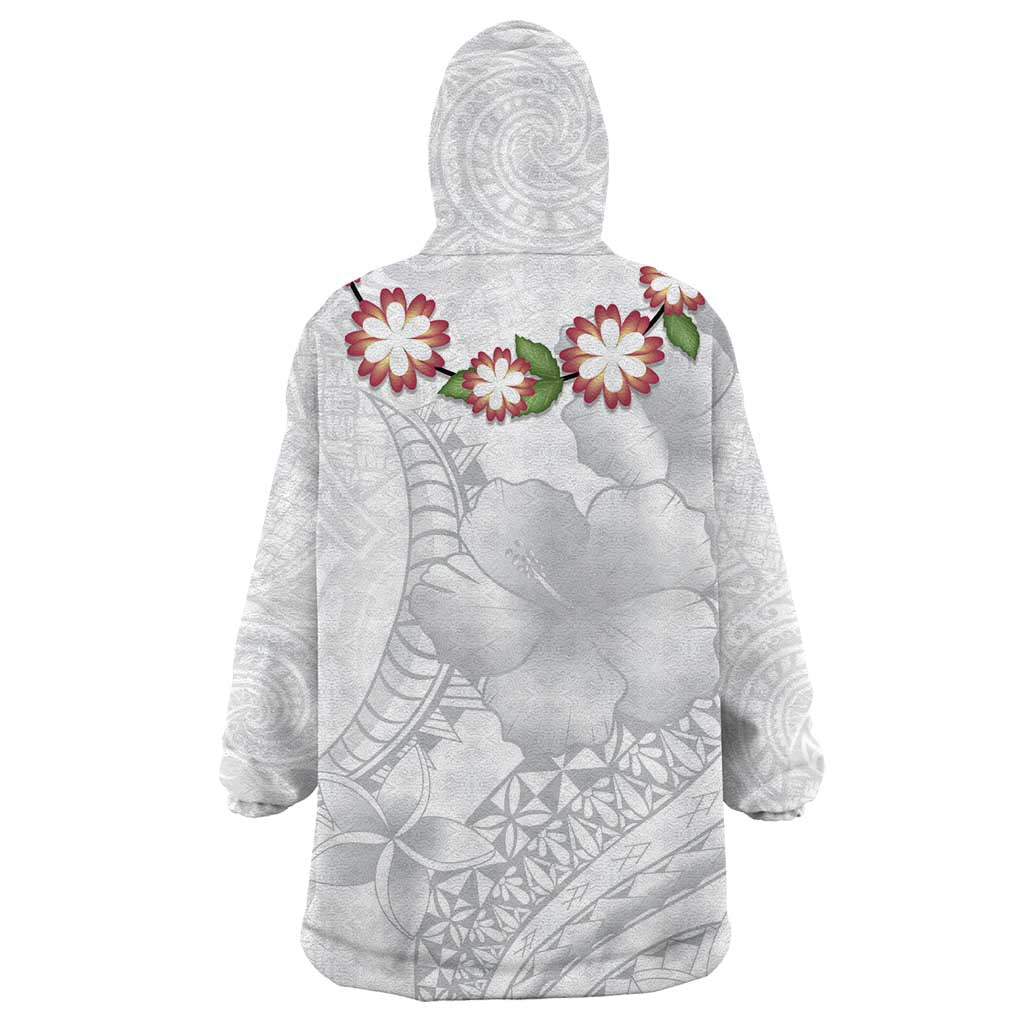 Manuia le Aso Sa o Tamaiti Tonga Wearable Blanket Hoodie White Sunday Heilala Lei