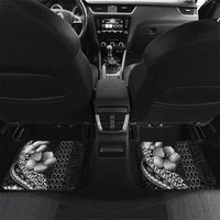 Hawaiian Sea Turtle Car Mats Black Hibiscus Flowers and Kakau Pattern