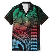 Hawaiian Sea Turtle Family Matching Mermaid Dress and Hawaiian Shirt Green Hibiscus Flowers and Kakau Pattern