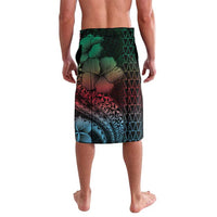 Hawaiian Sea Turtle Lavalava Green Hibiscus Flowers and Kakau Pattern