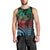 Hawaiian Sea Turtle Men Tank Top Green Hibiscus Flowers and Kakau Pattern
