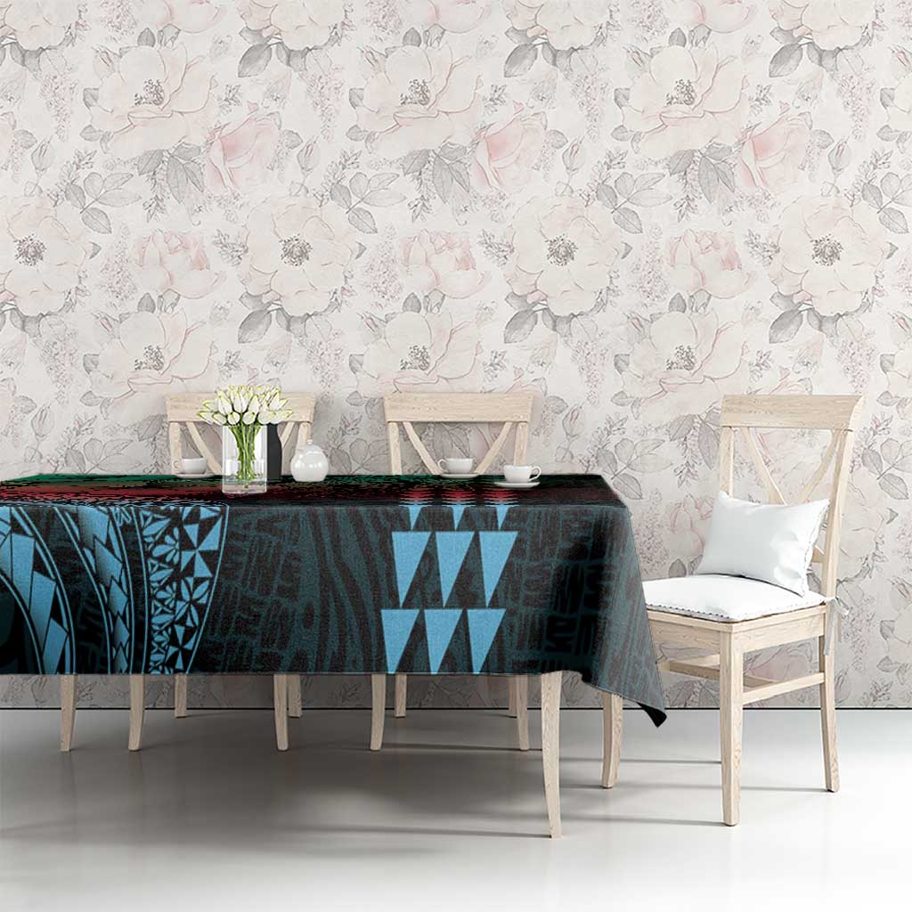 Hawaiian Sea Turtle Tablecloth Green Hibiscus Flowers and Kakau Pattern