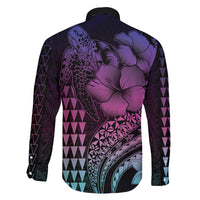 Hawaiian Sea Turtle Family Matching Mermaid Dress and Hawaiian Shirt Pink Hibiscus Flowers and Kakau Pattern