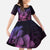 Hawaiian Sea Turtle Kid Short Sleeve Dress Pink Hibiscus Flowers and Kakau Pattern