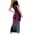 Hawaiian Sea Turtle Short Sleeve Bodycon Dress Pink Hibiscus Flowers and Kakau Pattern