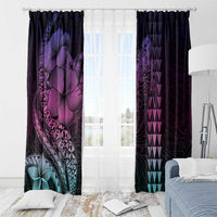 Hawaiian Sea Turtle Window Curtain Pink Hibiscus Flowers and Kakau Pattern