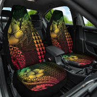 Hawaiian Sea Turtle Car Seat Cover Reggae Hibiscus Flowers and Kakau Pattern