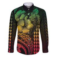 Hawaiian Sea Turtle Family Matching Mermaid Dress and Hawaiian Shirt Reggae Hibiscus Flowers and Kakau Pattern