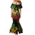 Hawaiian Sea Turtle Family Matching Mermaid Dress and Hawaiian Shirt Reggae Hibiscus Flowers and Kakau Pattern