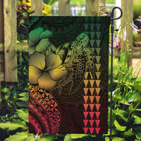 Hawaiian Sea Turtle Garden Flag Reggae Hibiscus Flowers and Kakau Pattern