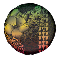 Hawaiian Sea Turtle Spare Tire Cover Reggae Hibiscus Flowers and Kakau Pattern