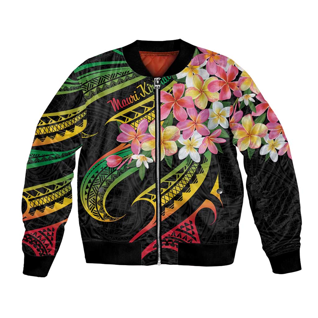 Kiribati Red Jasmine Mango Bomber Jacket Reggae Polynesian Art Vibe LT9 Unisex Reggae - Polynesian Pride