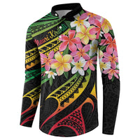 Kiribati Red Jasmine Mango Button Sweatshirt Reggae Polynesian Art Vibe