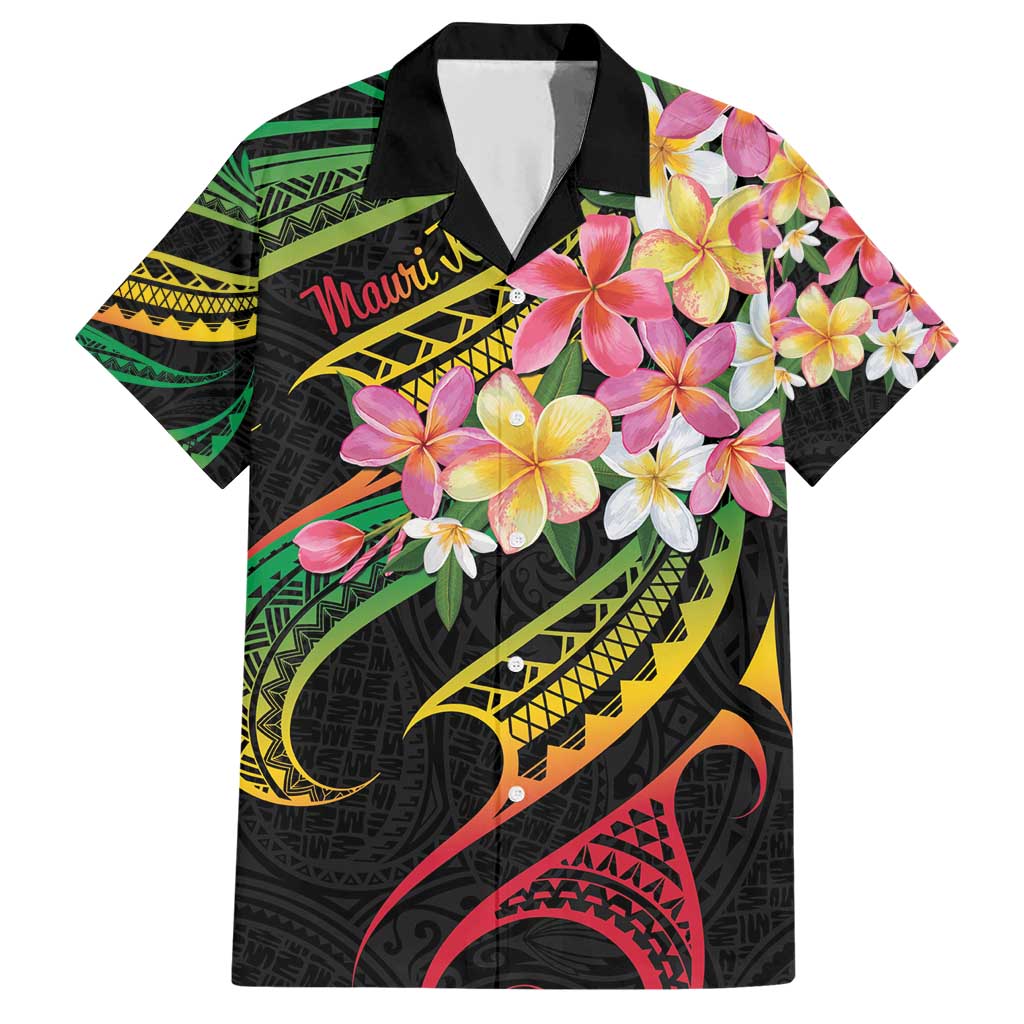 Kiribati Red Jasmine Mango Family Matching Short Sleeve Bodycon Dress and Hawaiian Shirt Reggae Polynesian Art Vibe