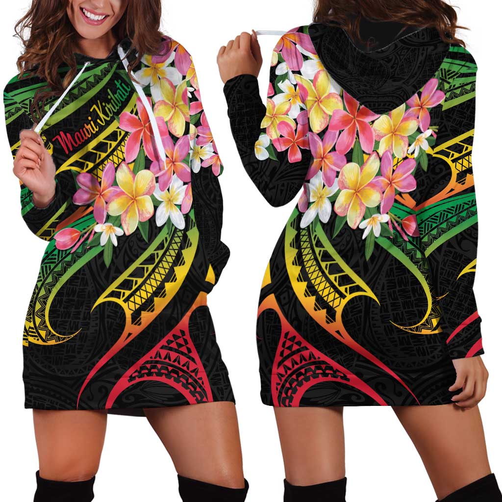 Kiribati Red Jasmine Mango Hoodie Dress Reggae Polynesian Art Vibe