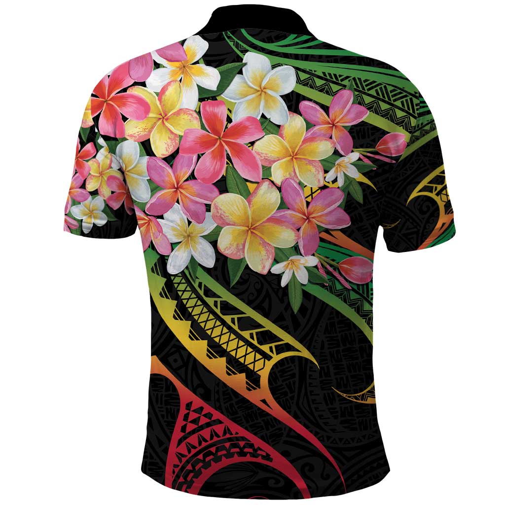 Kiribati Red Jasmine Mango Polo Shirt Reggae Polynesian Art Vibe