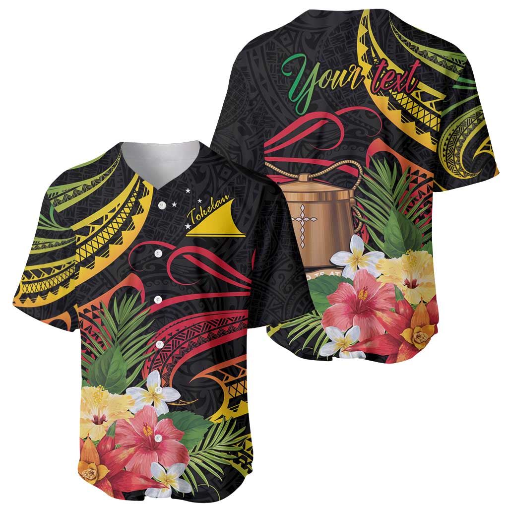 Personalised Tokelau Tropical Flowers Baseball Jersey Reggae Polynesian Art Vibe LT9 - Polynesian Pride