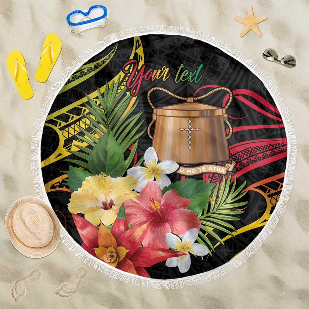Personalised Tokelau Tropical Flowers Beach Blanket Reggae Polynesian Art Vibe LT9 One Size 150cm Reggae - Polynesian Pride