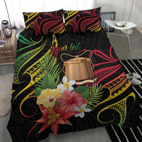 Personalised Tokelau Tropical Flowers Bedding Set Reggae Polynesian Art Vibe