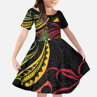 Personalised Tokelau Tropical Flowers Family Matching Mermaid Dress and Hawaiian Shirt Reggae Polynesian Art Vibe LT9 Daughter's Dress Reggae - Polynesian Pride