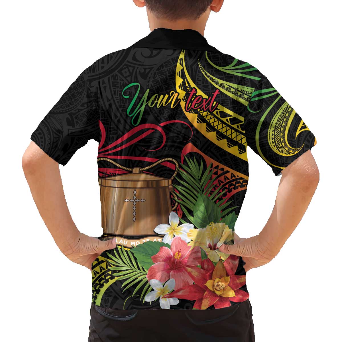 Personalised Tokelau Tropical Flowers Family Matching Off The Shoulder Long Sleeve Dress and Hawaiian Shirt Reggae Polynesian Art Vibe LT9 - Polynesian Pride
