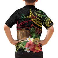 Personalised Tokelau Tropical Flowers Family Matching Off The Shoulder Long Sleeve Dress and Hawaiian Shirt Reggae Polynesian Art Vibe LT9 - Polynesian Pride