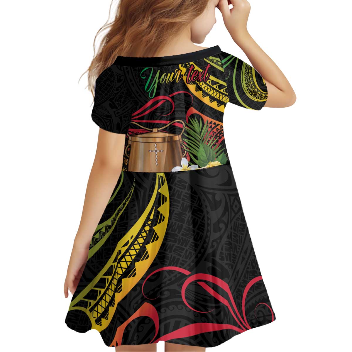 Personalised Tokelau Tropical Flowers Family Matching Off Shoulder Short Dress and Hawaiian Shirt Reggae Polynesian Art Vibe