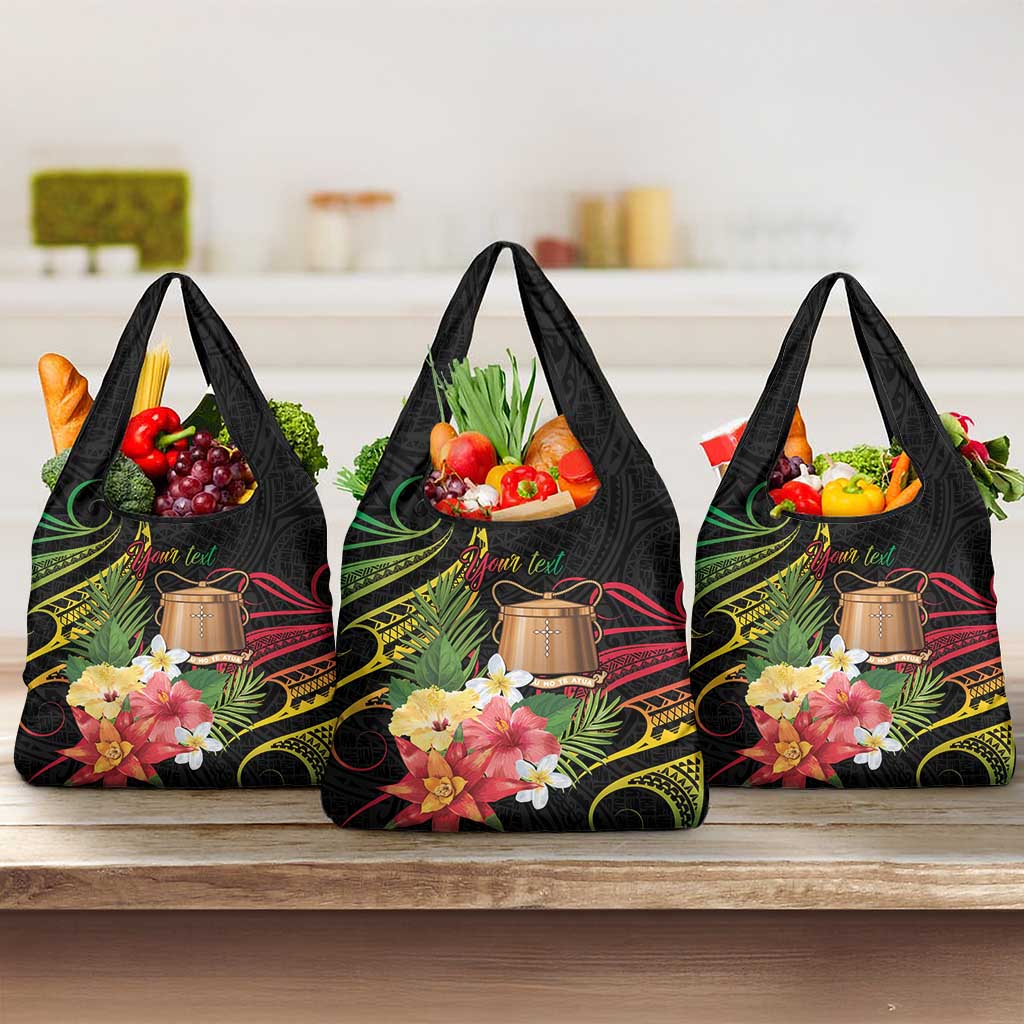 Personalised Tokelau Tropical Flowers Grocery Bag Reggae Polynesian Art Vibe LT9 3-pack One Size Reggae - Polynesian Pride