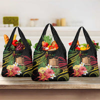 Personalised Tokelau Tropical Flowers Grocery Bag Reggae Polynesian Art Vibe LT9 3-pack One Size Reggae - Polynesian Pride