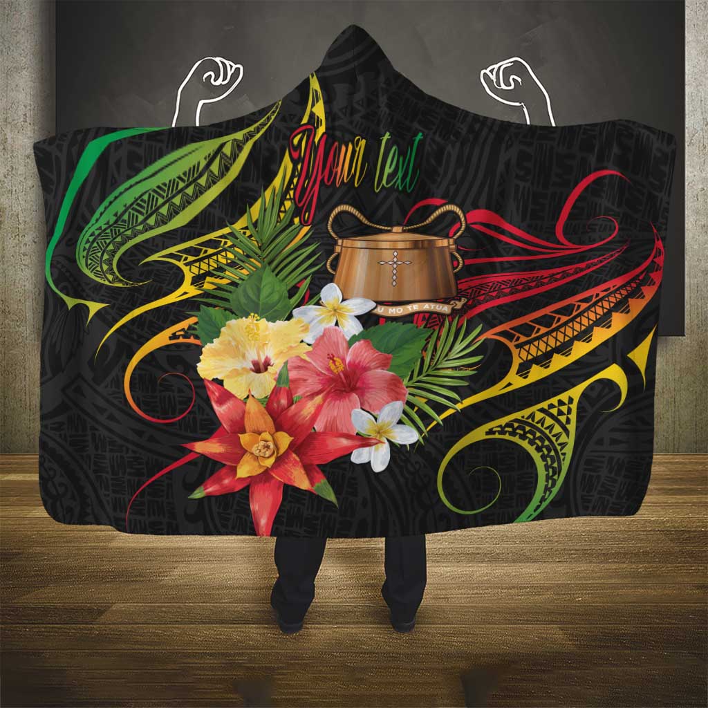 Personalised Tokelau Tropical Flowers Hooded Blanket Reggae Polynesian Art Vibe LT9 - Polynesian Pride