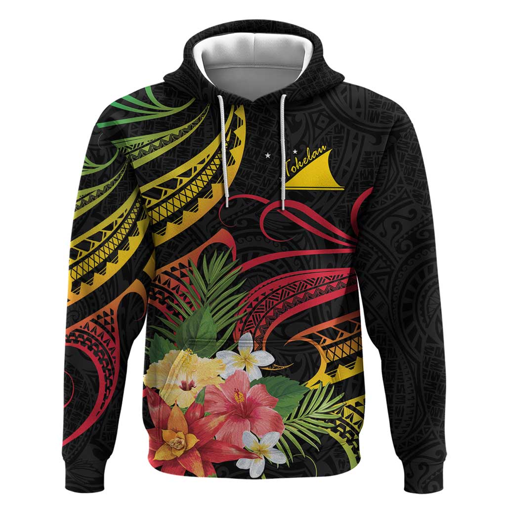 Personalised Tokelau Tropical Flowers Hoodie Reggae Polynesian Art Vibe LT9 Pullover Hoodie Reggae - Polynesian Pride