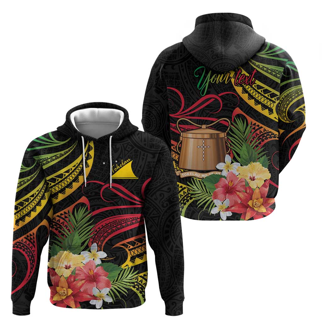 Personalised Tokelau Tropical Flowers Hoodie Reggae Polynesian Art Vibe LT9 - Polynesian Pride