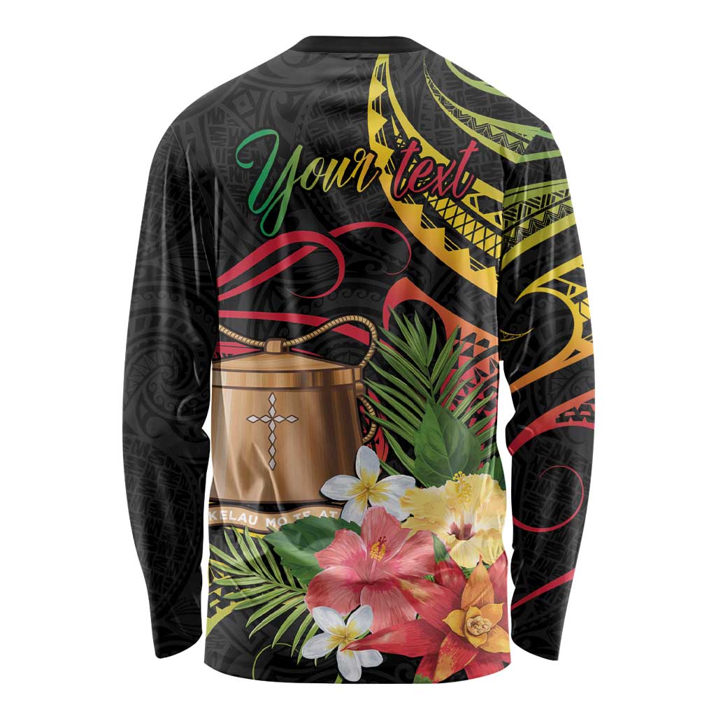 Personalised Tokelau Tropical Flowers Long Sleeve Shirt Reggae Polynesian Art Vibe LT9 - Polynesian Pride