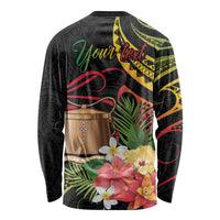 Personalised Tokelau Tropical Flowers Long Sleeve Shirt Reggae Polynesian Art Vibe LT9 - Polynesian Pride