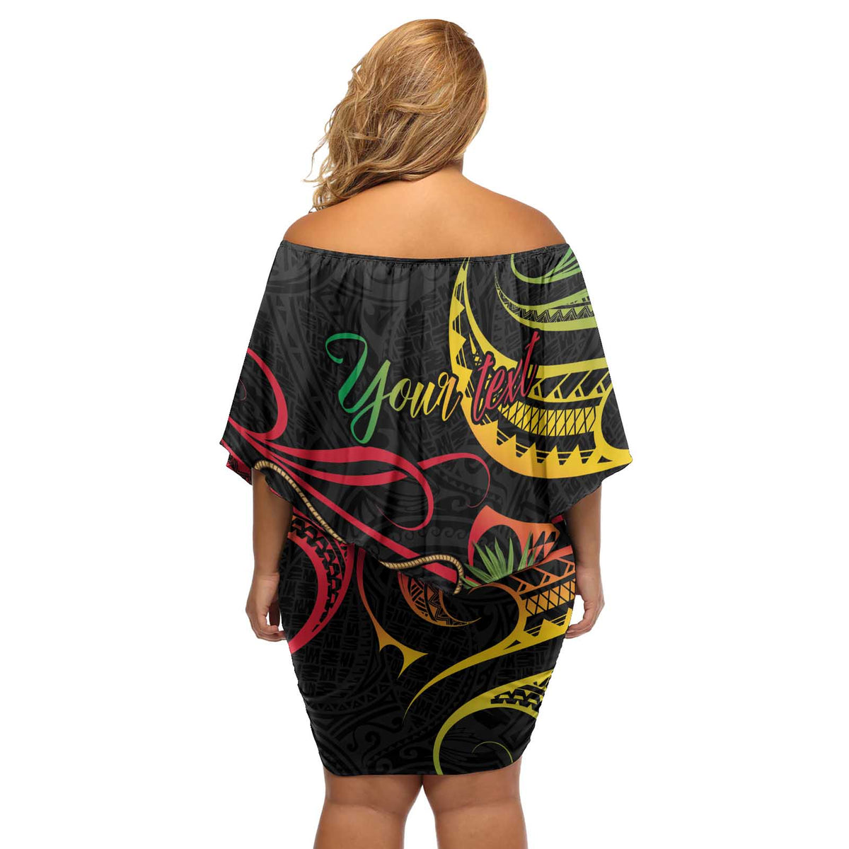 Personalised Tokelau Tropical Flowers Off Shoulder Short Dress Reggae Polynesian Art Vibe LT9 - Polynesian Pride