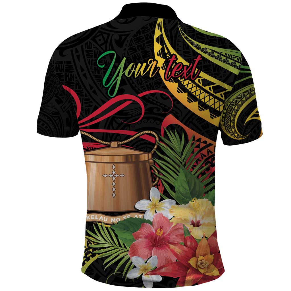 Personalised Tokelau Tropical Flowers Polo Shirt Reggae Polynesian Art Vibe