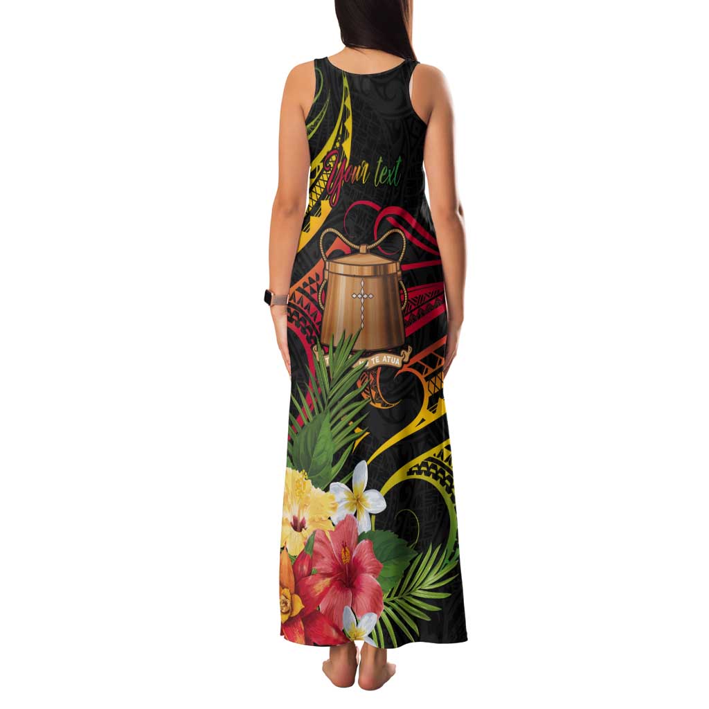 Personalised Tokelau Tropical Flowers Tank Maxi Dress Reggae Polynesian Art Vibe LT9 - Polynesian Pride